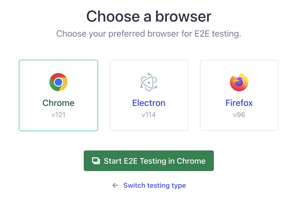 Cypress choose browser