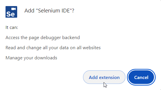 Selenium IDE install to Chrome