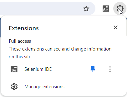 Selenium IDE install to Chrome