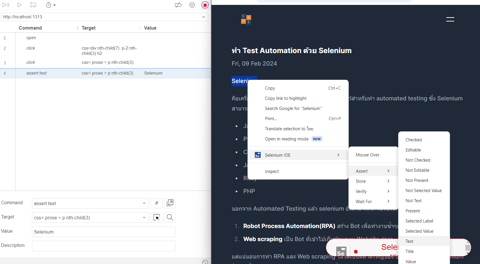 Selenium IDE demo