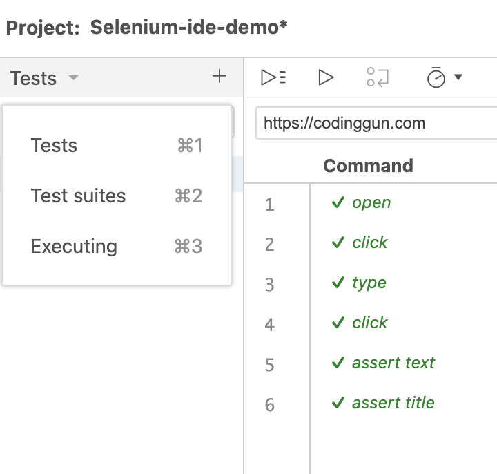 Selenium IDE Test Mode