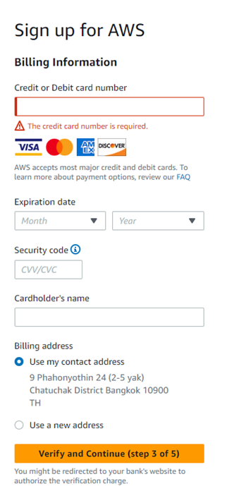 AWS Create account Step 4