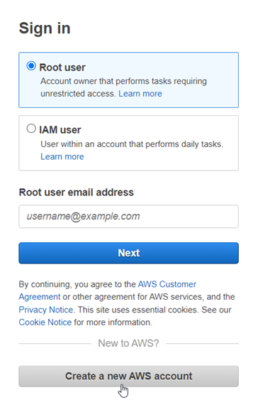 Create a new AWS account