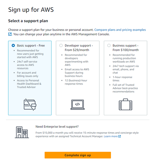 AWS Create account Step 6