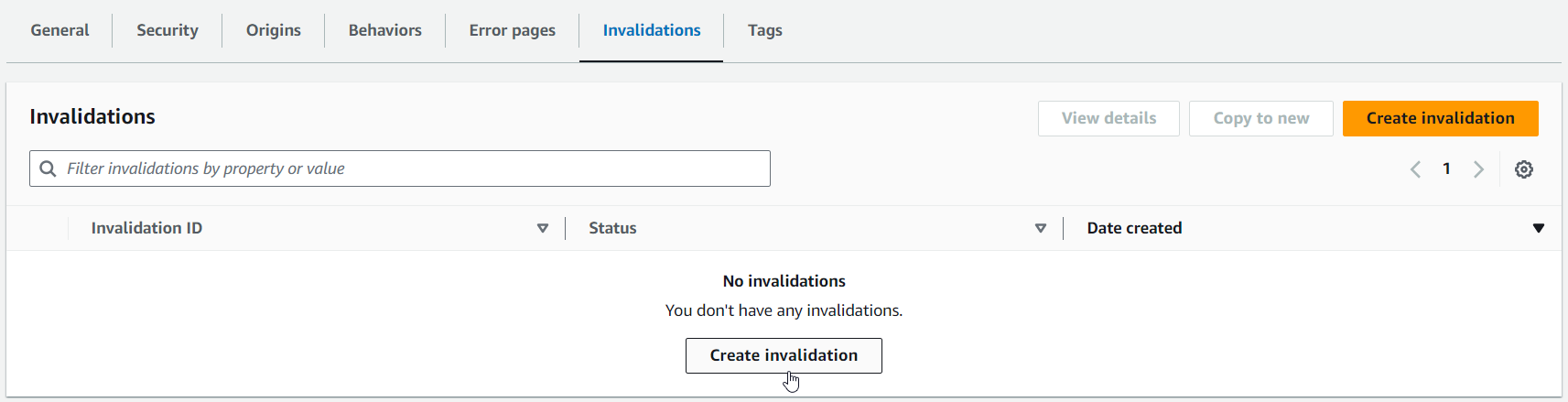go to Invalidations Tab