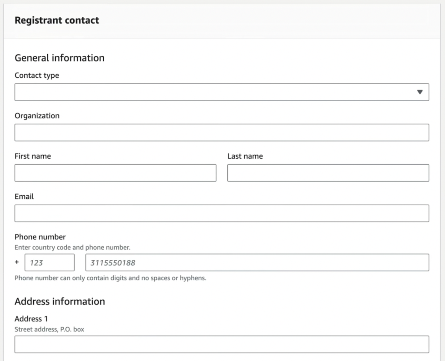 กรอก Contact ของผู้ดูแล Domain