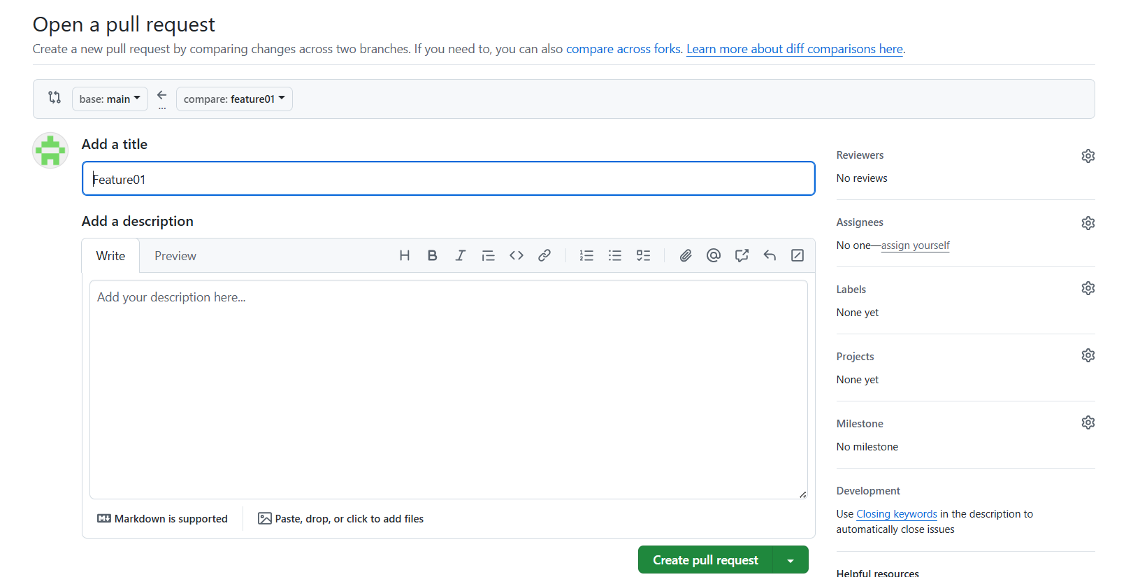 Github Creat Pull Request