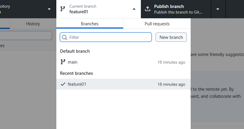 Github Creat feature branch