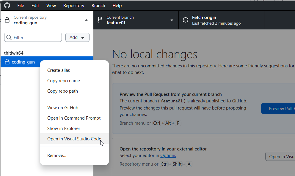 Github Commit code