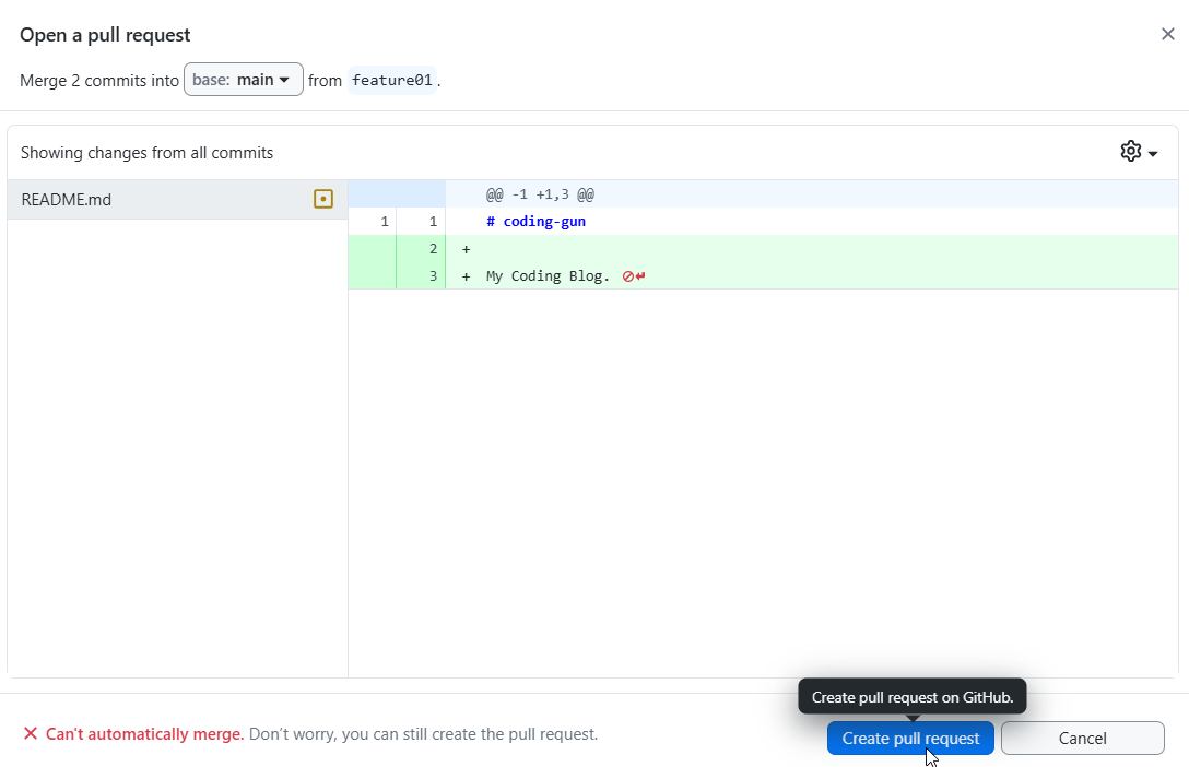 Github Creat Pull Request