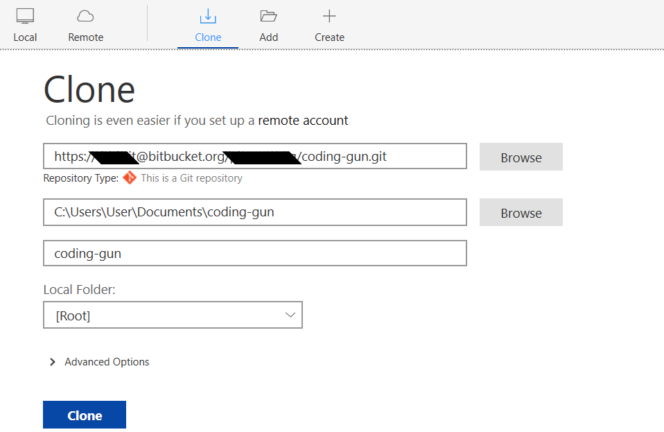 Sourcetree Clone Repository