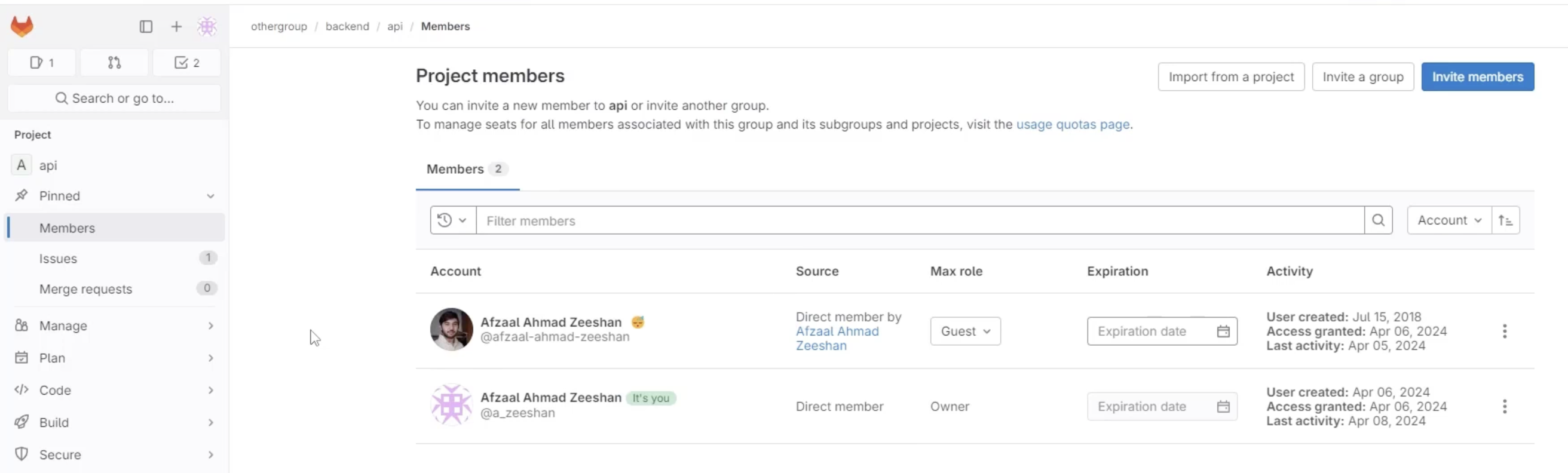 Gitlab Project Member