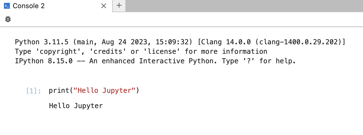 new python console in jupyter