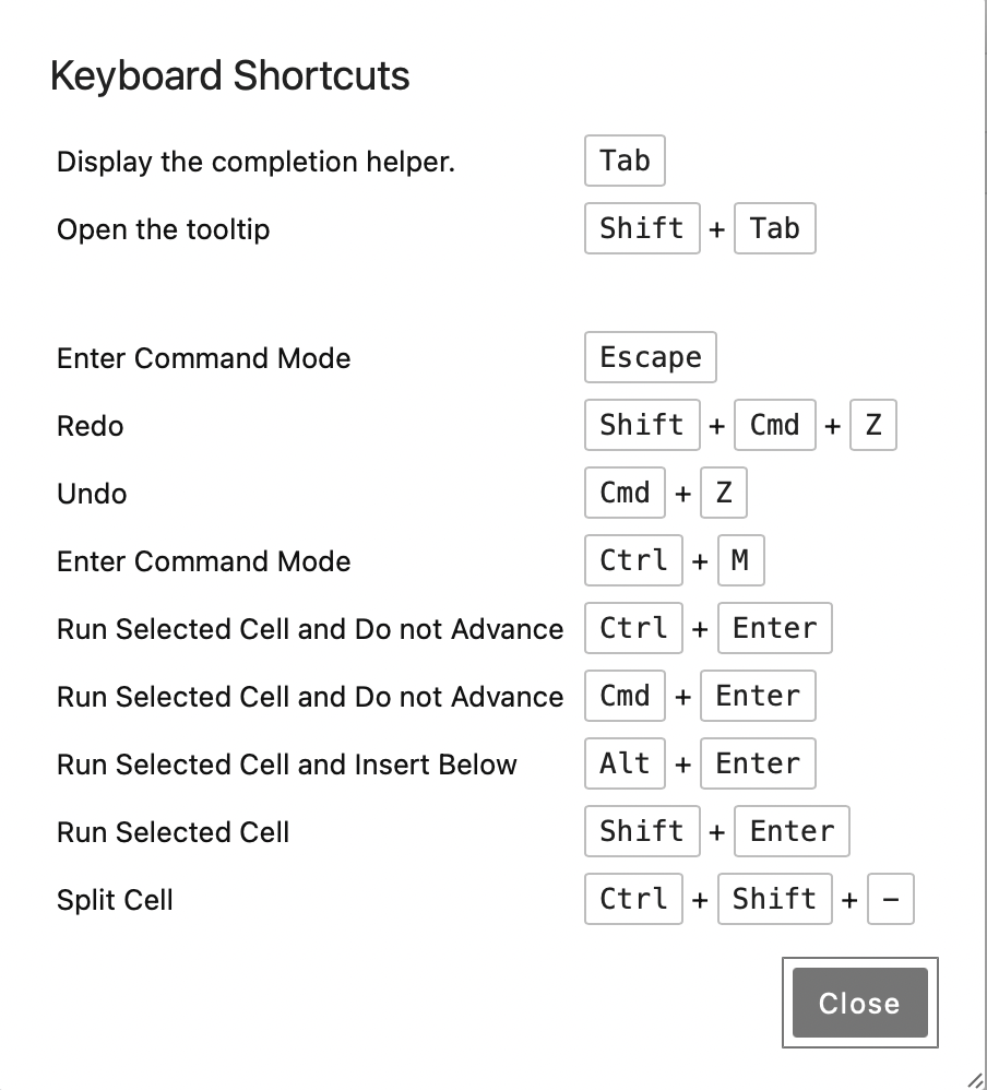 Jupyter notebook shortcut keys