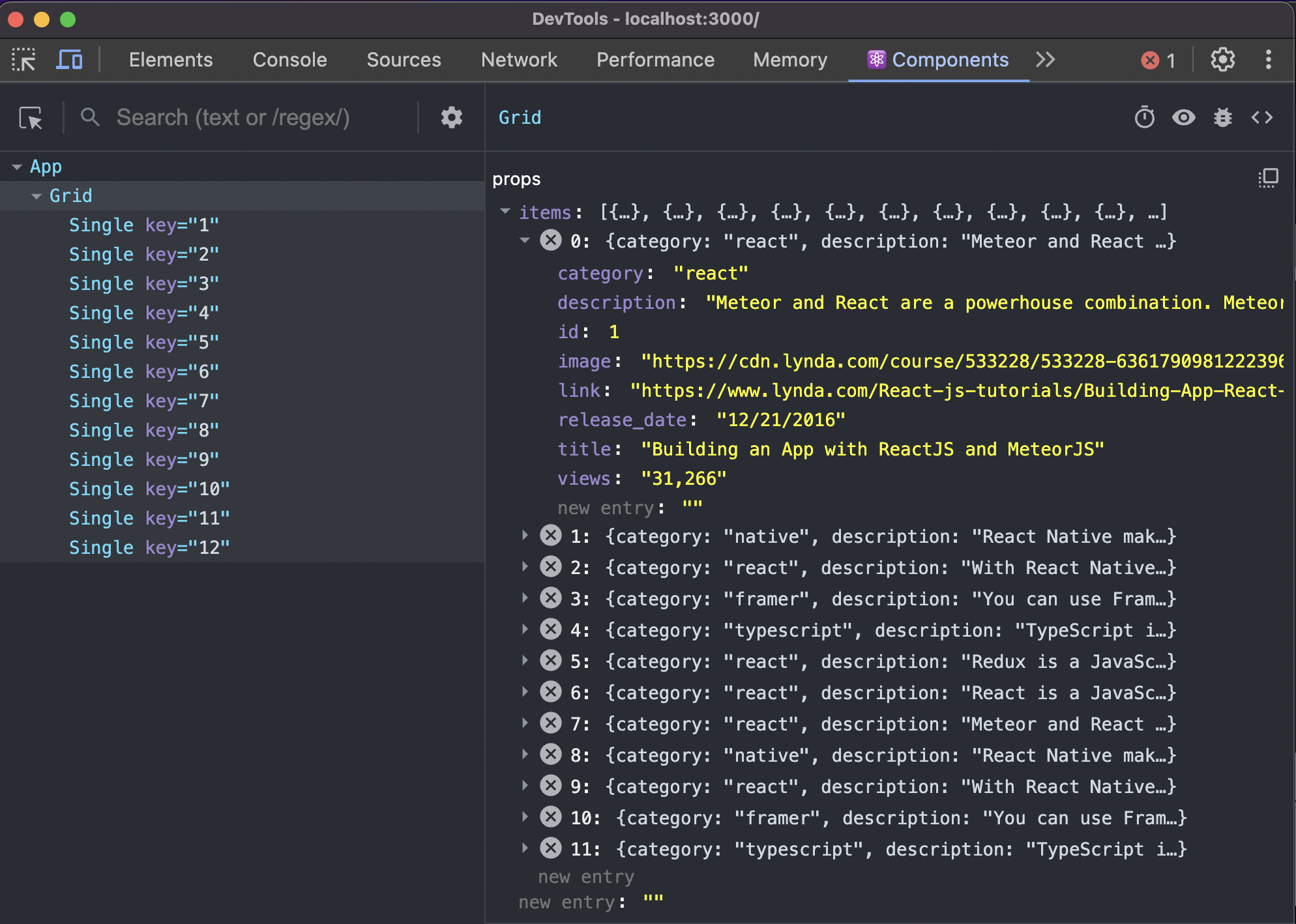 React Developer Tools - Components