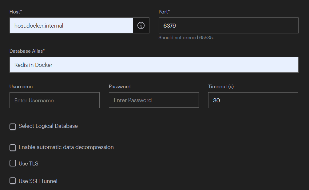 RedisInsight Connecting Database