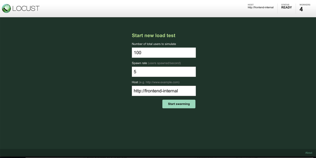 Locust distributed load test